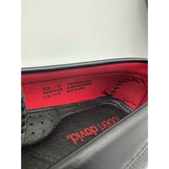 Robert David Mens Kobe Penny Loafers Black Red Slip-On Driving Moc Toe 7M New - Picture 6 of 7